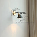 Helnys Green Glass LED Wall Sconce Rotate Copper Stair Light Fixtures