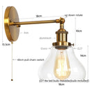 Helnys Industrial Iron LED Wall Lights with Pull Chain Switch