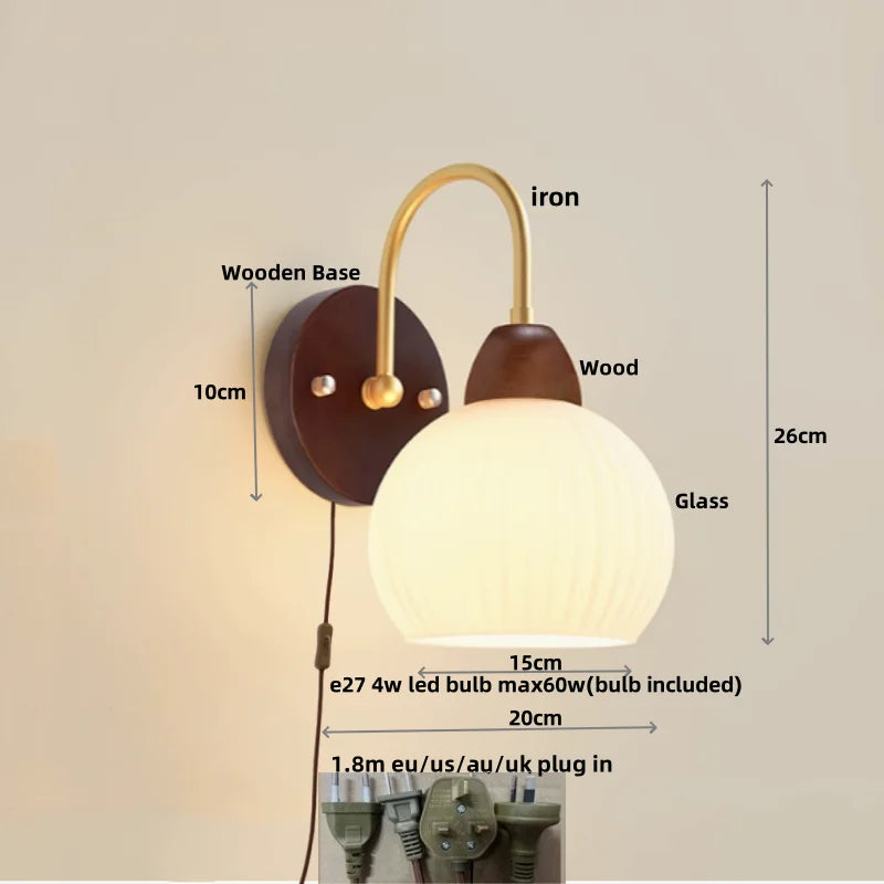 Helnys White Glass LED Wall Lights: Modern Design with Pull Chain Switch