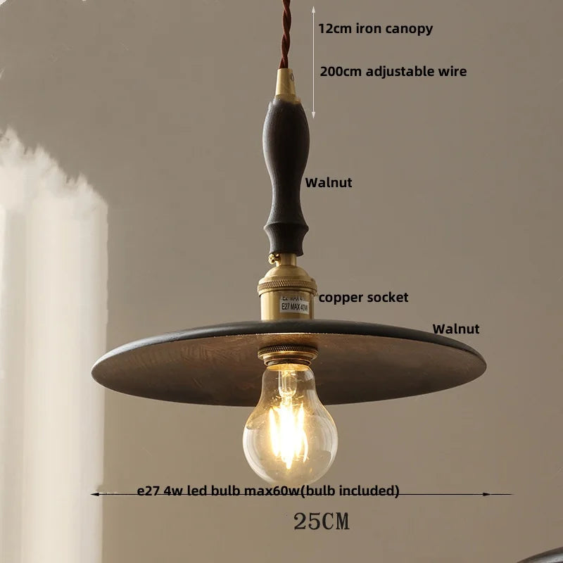 Nordic Modern LED Pendant Light with Wood and Glass Lampshade by Helnys