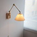 Helnys Nordic LED Wall Light White Umbrella Style Swing Copper Arm Bedside Lamp