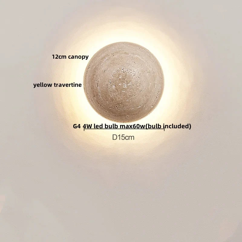Helnys Yellow Travertine LED Wall Lamp Modern Stair Light for Home Decor