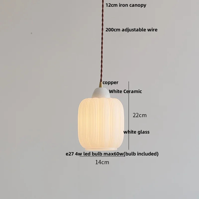 Helnys White Glass LED Pendant Lamp: Nordic Modern Hanging Lights for Home Decor