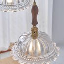 Helnys Nordic Walnut Flower Glass Pendant Chandelier Switch LED Hang Lamp