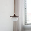 Helnys Glass LED Pendant Lamp with Walnut Wood and Brass Accents