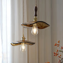 Helnys Amber Glass Pendant Lights with Brass Knob Switch and LED
