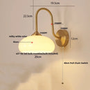 Helnys Glass LED Wall Sconce with Pull Chain Switch, Copper Nordic Bathroom Light
