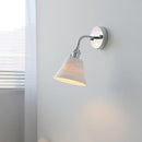 Helnys Silver Ceramic LED Wall Sconce Adjustable Arm Light for Bedroom & Living Room