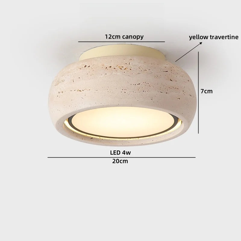 Helnys Wood Stone LED Ceiling Light Fixture | Yellow Travertine Plafondlamp