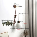 Helnys Modern Ceramic Wood Wall Sconce with LED Light and Pull Chain Switch