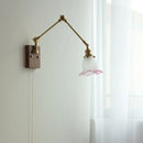 Helnys Pink Glass LED Swing Arm Wall Sconce