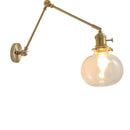 Helnys Smoke Glass Ball LED Wall Sconce - Modern Copper Long Arm Light