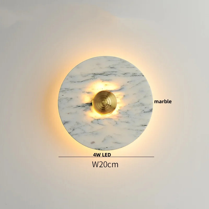 Helnys Marble LED Wall Sconce Round Modern Indoor Decor Light