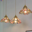 Helnys Pink Glass Brass LED Pendant Light - Nordic Modern Adjustable Hanging Lamp