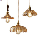 Helnys Amber Flower Glass LED Pendant Light - Nordic Modern Design