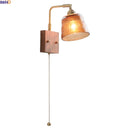 Helnys Glass Wood LED Wall Lights Up Down Rotate Bedside Lamp