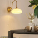 Helnys Glass LED Wall Sconce with Pull Chain Switch, Copper Nordic Bathroom Light