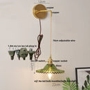 Helnys White Glass LED Wall Lamp with Pull Chain Switch - Nordic Modern Design