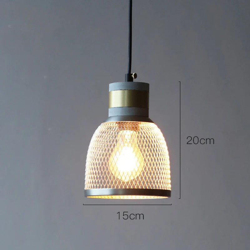 Helnys Industrial Pendant Light Cement Metal Lampshade Nordic Hanging Lamp LED