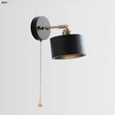 Helnys Black Wood LED Wall Light with Pull Chain Switch