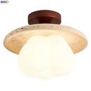 Helnys Wood Stone LED Ceiling Light Fixture | Yellow Travertine Plafondlamp