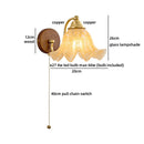 Helnys Gold Antique Brass Amber Glass LED Wall Sconce - Industrial Vintage Bedside Lamp