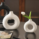 Helnys Nordic Vase Ceramic Donut Flower Pot Home Decoration Office Desktop Gift