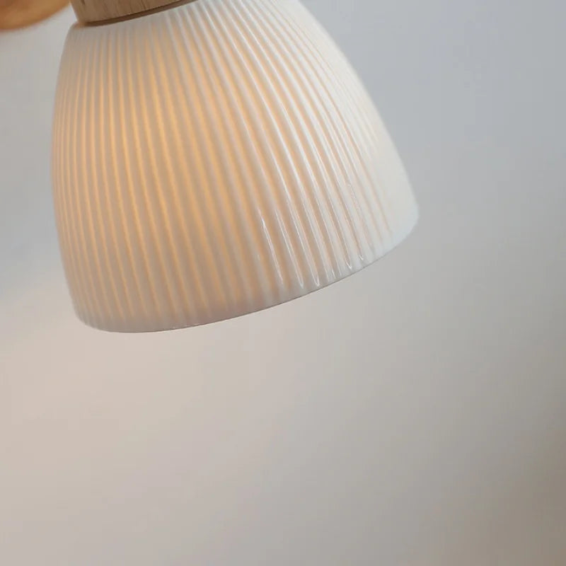 Helnys Modern Wood White Ceramic Wall Light Sconce Rotation Bedside Lamp