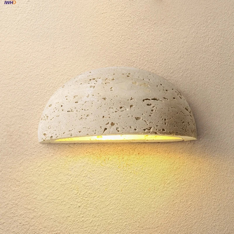 Helnys Yellow Travertine LED Wall Light for Aisle, Study, Porch, Ambiance Lighting