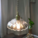 Helnys Clear Glass Flower LED Pendant Light - Modern Adjustable Hanging Lamp