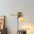 Helnys Walnut Ceramic LED Wall Lamp with Copper Arm, Rotating, Pull Chain Switch