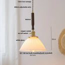 Helnys Amber Glass LED Pendant Lamp with Walnut Wood Accent