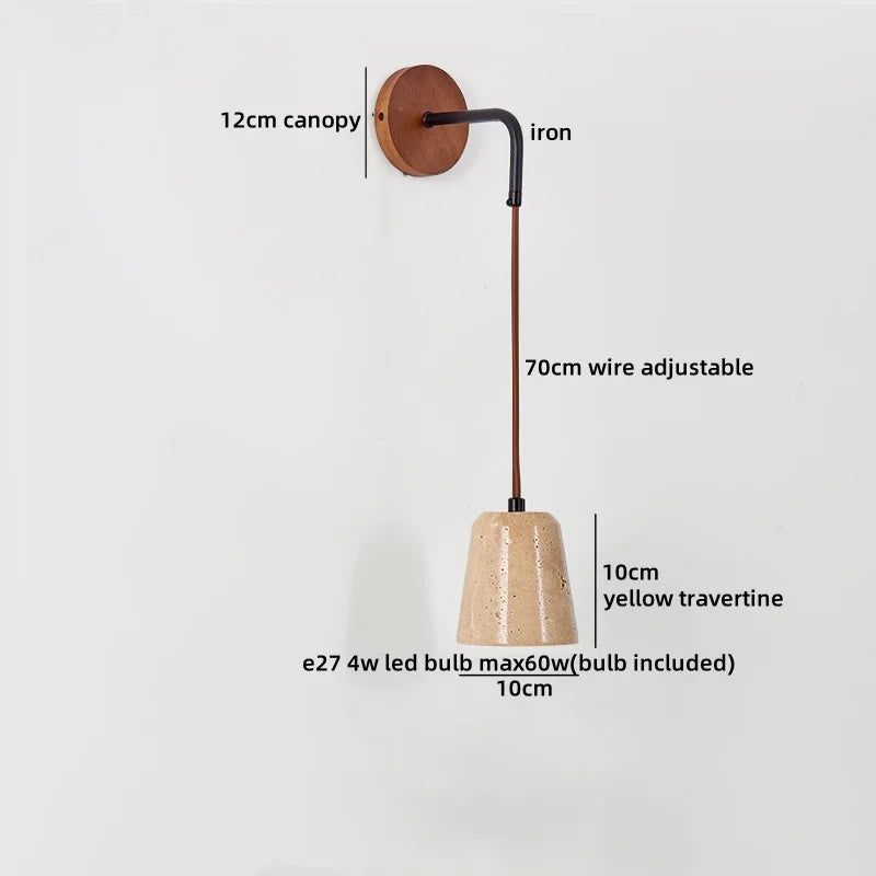 Helnys Dimmer Switch LED Wall Sconce Yellow Travertine Light Fixtures