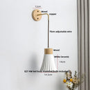 Helnys Modern Ceramic Wood Wall Sconce with LED Light and Pull Chain Switch