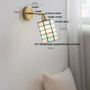 Helnys Copper LED Wall Lamp with Pull Chain Switch & Rotatable Glass Mirror Light