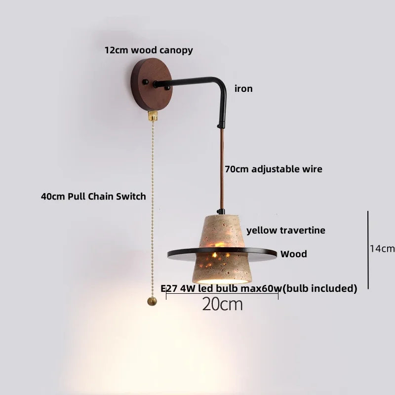 Nordic Copper LED Wall Light by Helnys - Modern Design with Pull Chain Switch