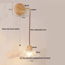 Helnys Wood Glass LED Wall Light Fixture with Pull Chain Switch