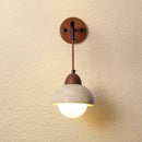 Helnys LED Adjustable Wall Lamp with Pull Chain Switch, Yellow Travertine White Glass