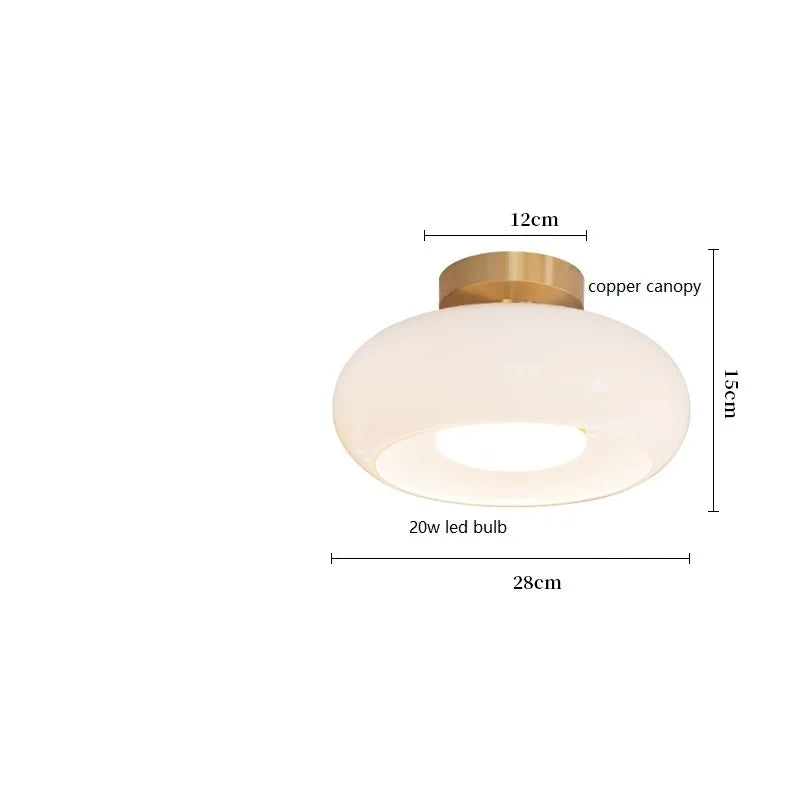 Helnys Yellow Glass LED Pendant Lights 40W Copper Nordic Modern Hanging Lamparas