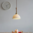 Helnys Round Wood White Ceramic LED Pendant Lamp for Home Decor
