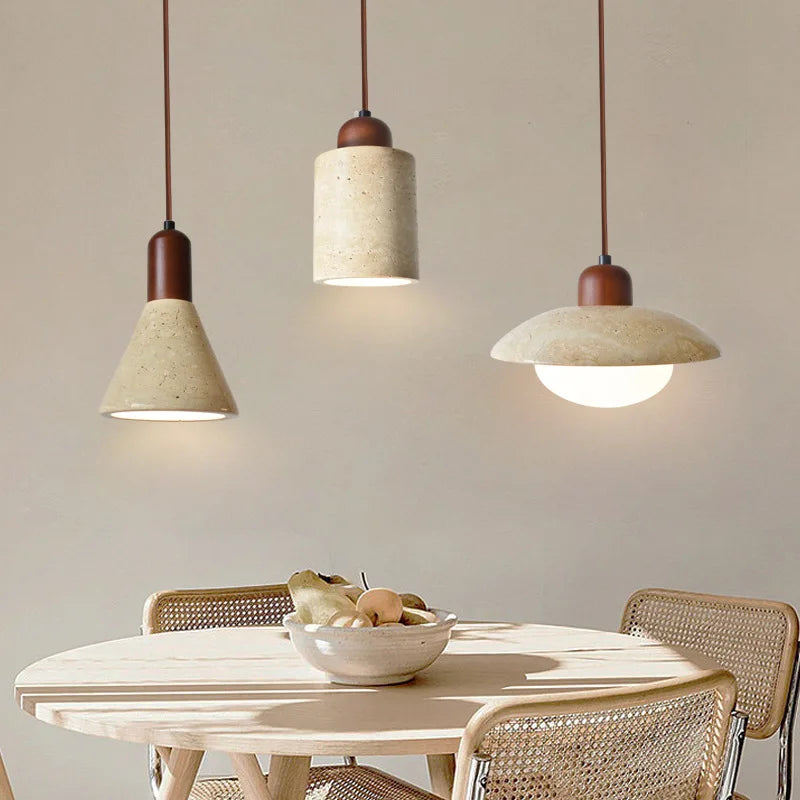 Helnys Yellow Cave Stone LED Hanging Light - Wabi Sabi Nordic Pendant Lamp