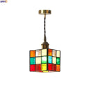 Helnys Glass LED Pendant Lights - Square Multi-Color Modern Suspension Lamp