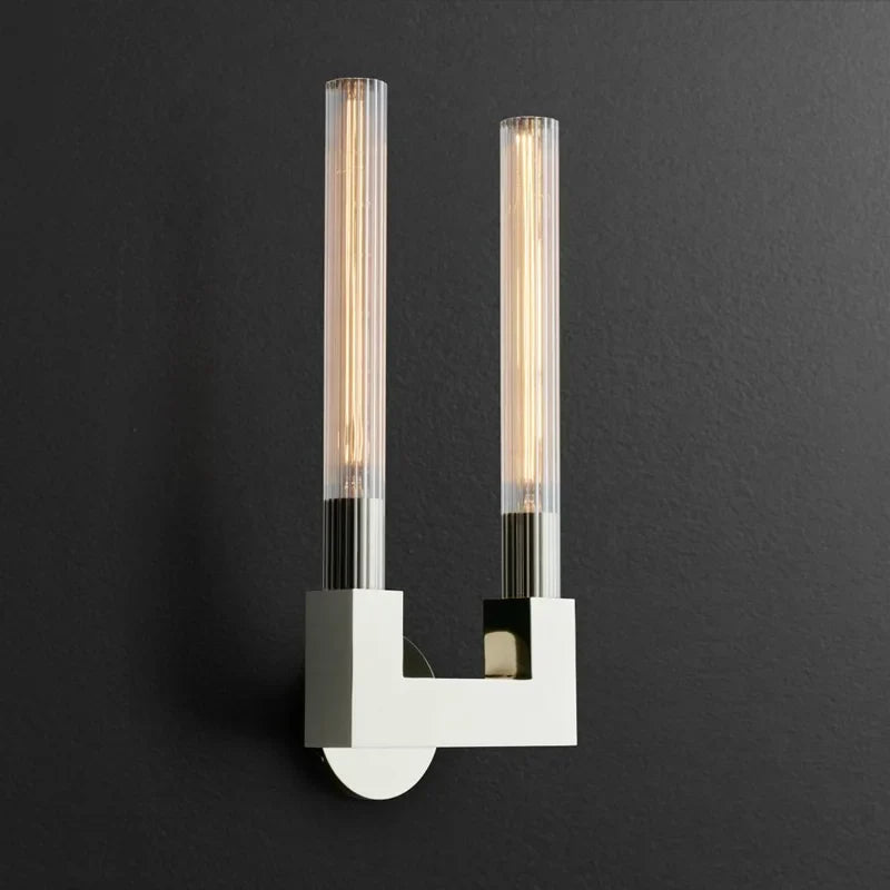 Helnys Double Heads Copper LED Wall Light - North America Style Glass Stair Bedroom Lamp