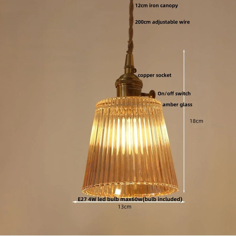 Helnys Amber Flower Glass LED Pendant Light - Nordic Modern Design