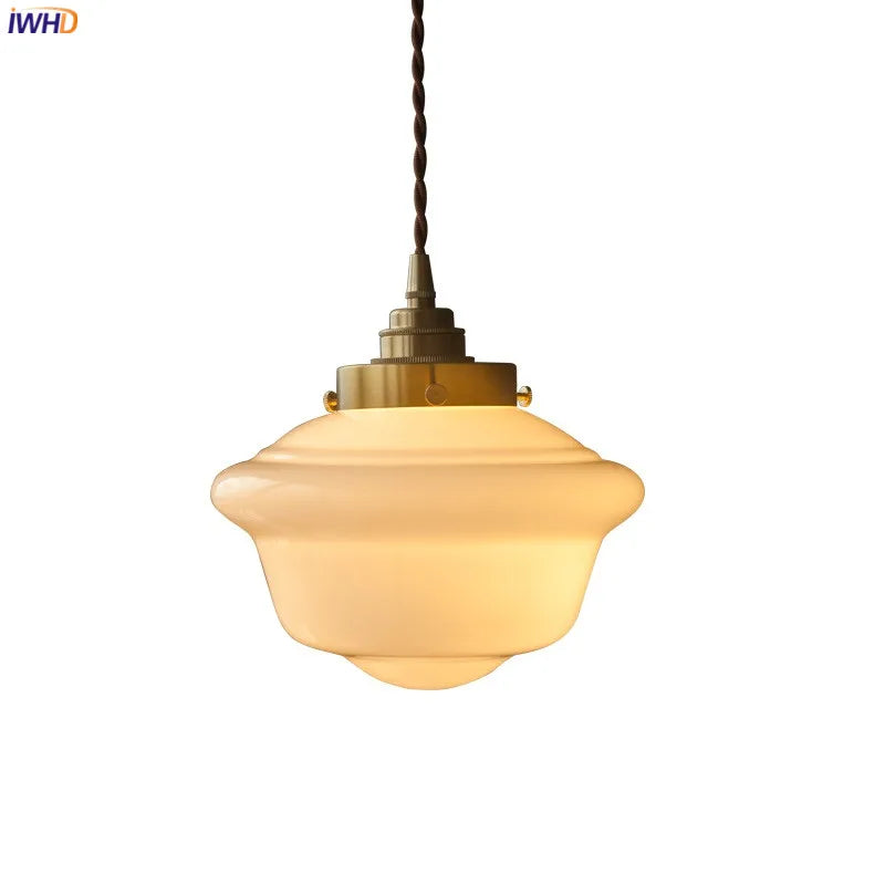 Helnys Glass LED Pendant Lights with Copper Socket - Nordic Modern Hanging Lamp
