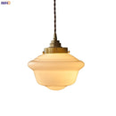 Helnys Nordic Glass LED Pendant Light - Milky White, Copper Socket, Indoor Decor