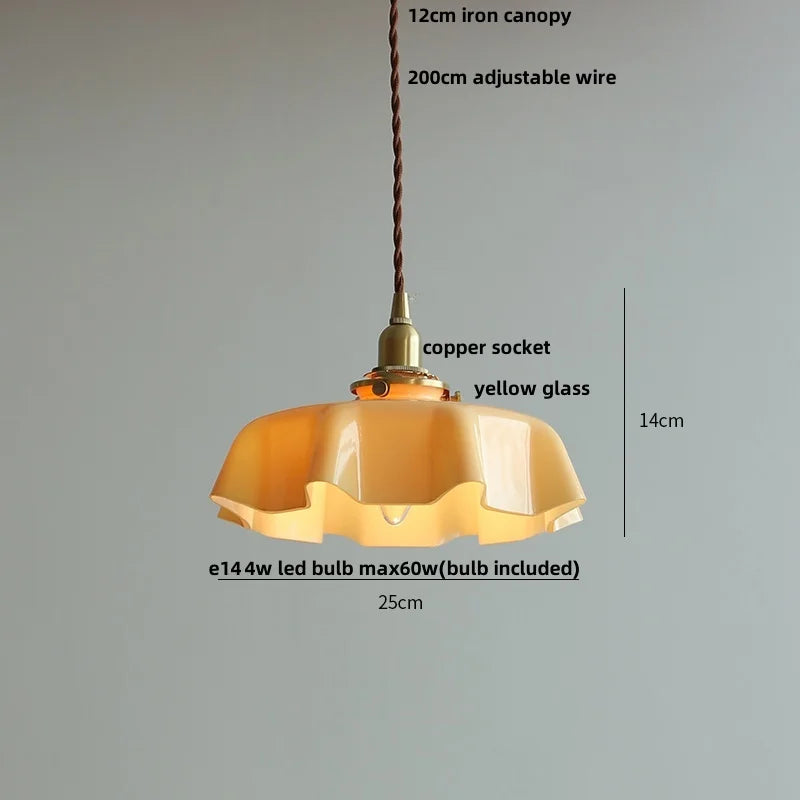 Helnys Nordic Glass Copper LED Pendant Light Fixture Modern Hang Lamp