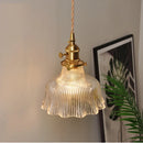 Helnys Clear Glass Pendant Lights with Copper Knob Switch