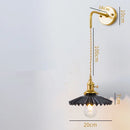 Helnys Ceramic LED Wall Lamp with Pull Chain for Bedroom Bathroom Mirror