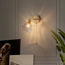 Helnys Rotatable Glass LED Wall Sconce Reading Lamp with Pull Chain Switch